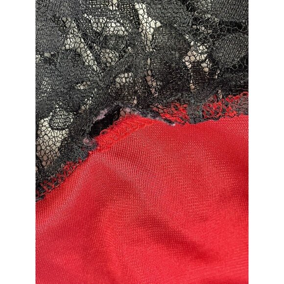 Vintage 80s Red Chiffon Lace Empire Waist Chemise S/M Stroke Of Midnight - Picture 9 of 12